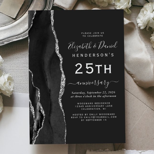 Invitación Black Agate Silver 25th Anniversary (Subido por el creador)