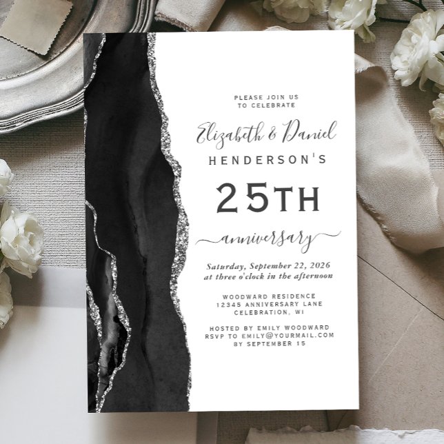Invitación Black Agate Silver 25th Anniversary (Subido por el creador)