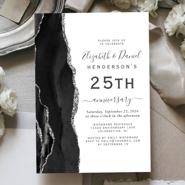Invitación Black Agate Silver 25th Anniversary (Subido por el creador)