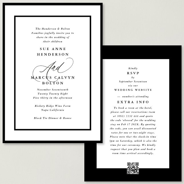 Invitación Black Ampersand all in one RSVP DETAILS Boda (Subido por el creador)