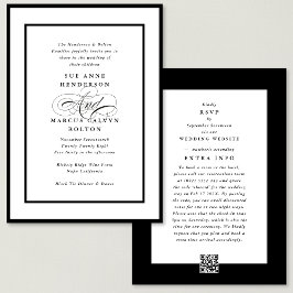 Invitación Black Ampersand all in one RSVP DETAILS Boda