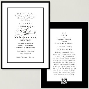 Invitación Black Ampersand all in one RSVP DETAILS Boda