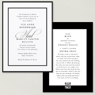 Invitación Black Ampersand all in one RSVP DETAILS Boda