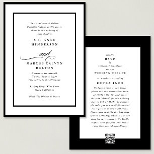 Invitación Black Ampersand all in one RSVP DETAILS Boda
