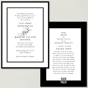 Invitación Black Ampersand all in one RSVP DETAILS Boda