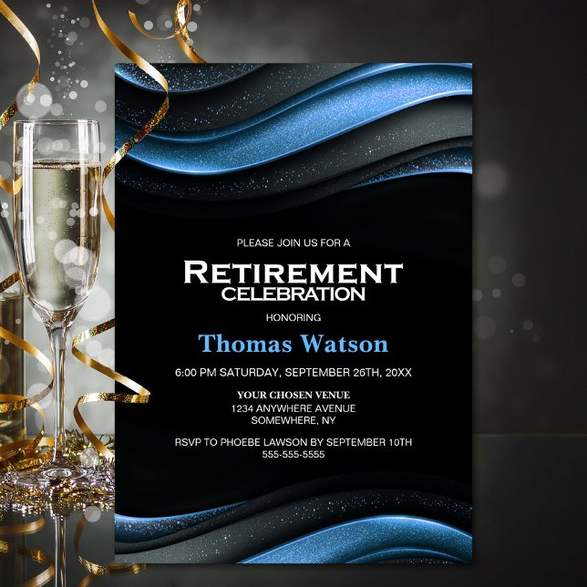 Invitación Black and Blue Retirement Party (Subido por el creador)