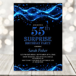 Invitación Black and Blue Surprise Fiesta de los 55 Años