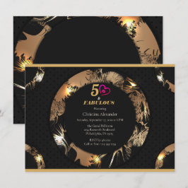 Invitación Black and Gold 50th Birthday Party Classic