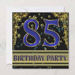 Invitación Black and Gold 85th Birthday party