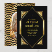 Black and Gold Art Deco Gold Wedding Photo