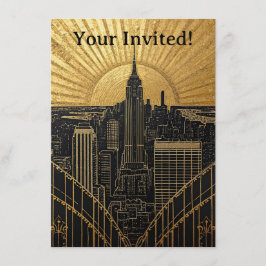 Invitación Black and Gold Art Deco Invitation