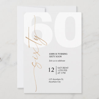 Invitación Black and Gold Elegant 60th Birthday