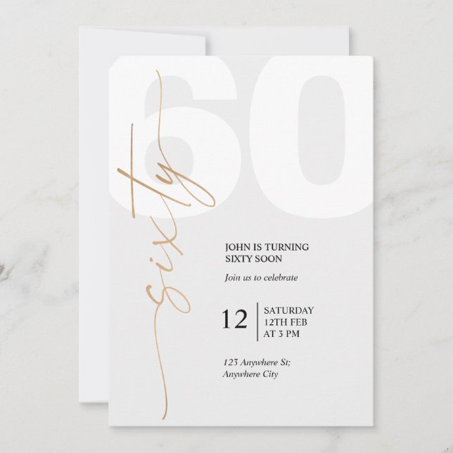 Invitación Black and Gold Elegant 60th Birthday (Anverso)
