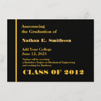 Invitación Black and Gold Grad