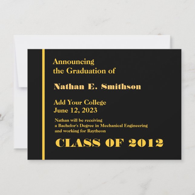 Invitación Black and Gold Grad (Anverso)