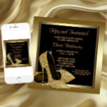 Invitación Black and Gold High Heels Mujeres 50 cumpleaños<br><div class="desc">Elegante purpurina negro y oro zapatos de tacón alto invitación a la fiesta de 50 años de la mujer. Esta hermosa invitación para una fiesta de zapatos altos en tacón negro y dorado se personaliza fácilmente para tu evento añadiendo detalles del evento, estilo de fuente, tamaño de fuente y color,...</div>