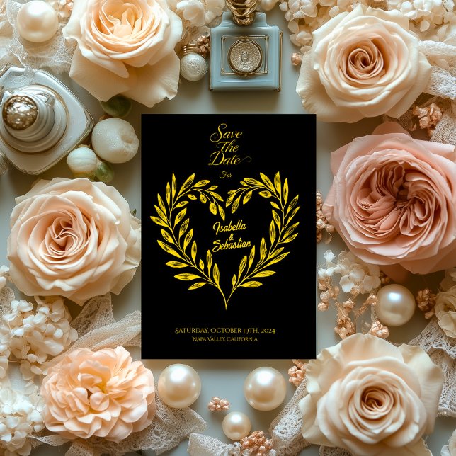 Invitación Black and Gold Save the Date - Boda inmaduro (Subido por el creador)