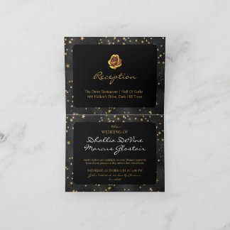 Invitación Black And Gold Stars Goth Pattern
