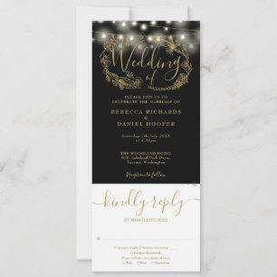 Invitación Black And Gold String Enciende Todo En Un Boda