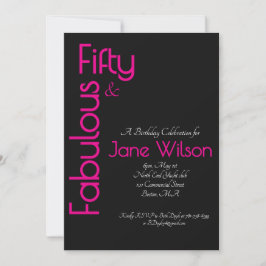 Invitación Black and Pink Elegant 50th Birthday Invitation