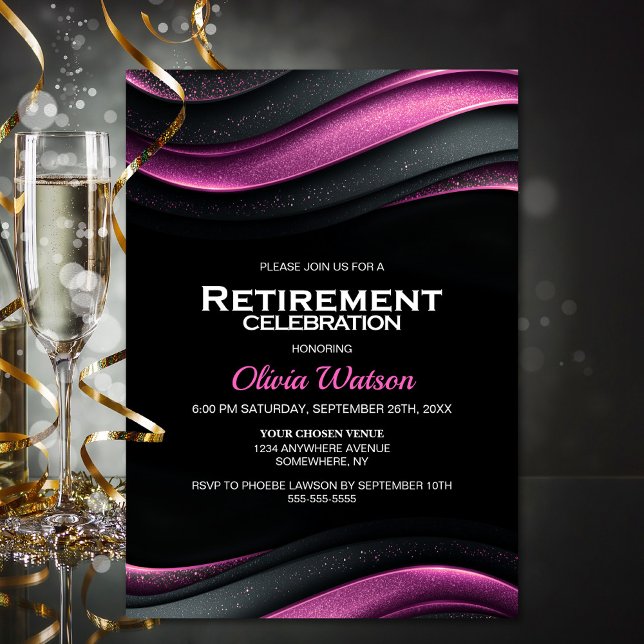 Invitación Black and Pink Retirement Party (Subido por el creador)