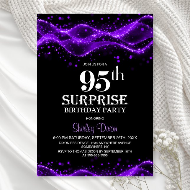 Invitación Black and Purple Surprise Fiesta de cumpleaños núm (Subido por el creador)