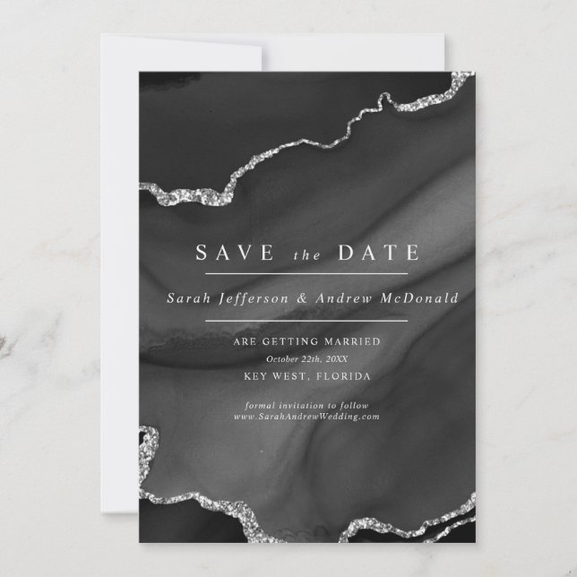 Invitación Black and Silver Save the Date (Anverso)