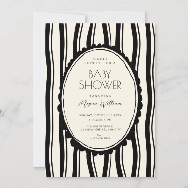 Invitación Black and white coquette  (Anverso)