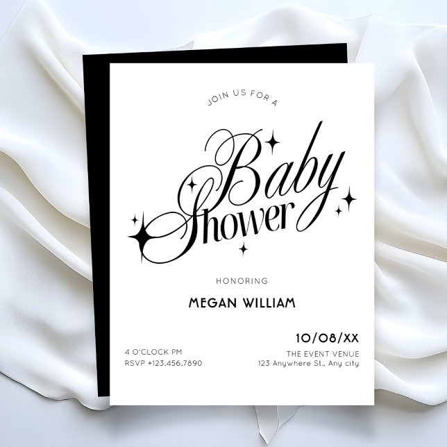 Invitación Black and white elegant baby shower (Subido por el creador)