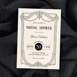Invitación Black and white elegant gothic bridal shower