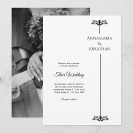 Invitación Black and White Elegant Minimalist Photo Wedding |