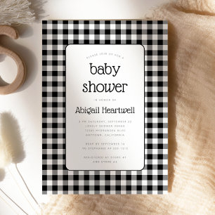 Invitación Black and White Gingham Check Baby Shower