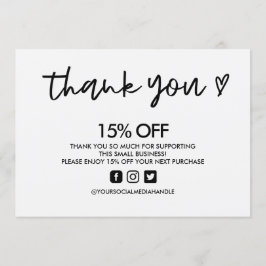 Invitación Black and White Gracias Heart Media Insert