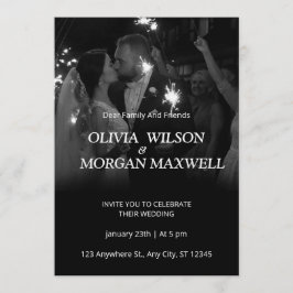 Invitación Black and White Gradient Wedding Invitation