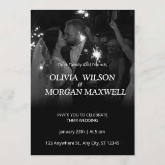 Invitación Black and White Gradient Wedding Invitation