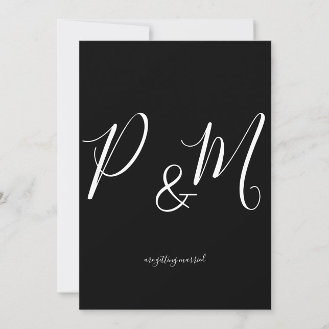 Invitación Black and White Minimalist Wedding (Anverso)