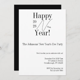 Invitación Black and White New Year's Eve Party