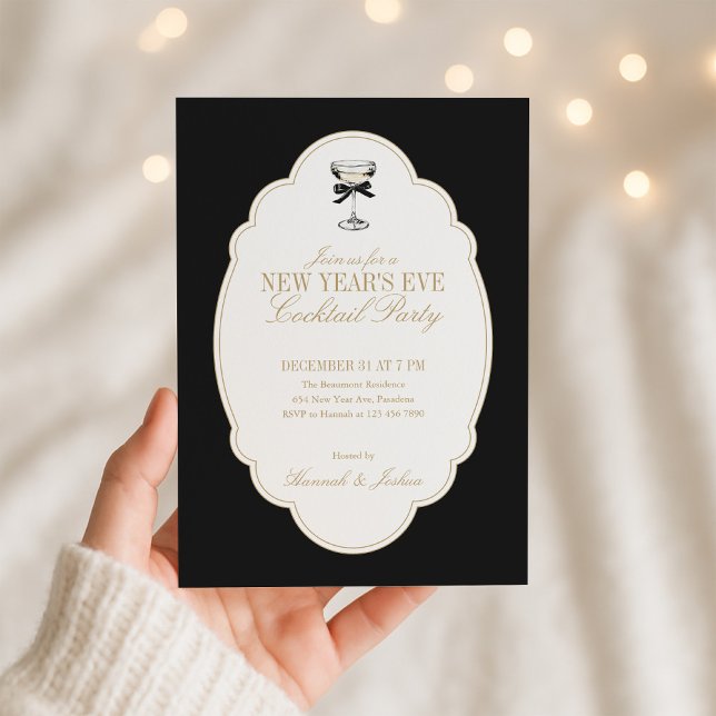 Invitación Black and White New Year's Eve Party Invitation (Subido por el creador)