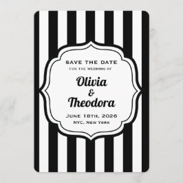 Invitación Black and White Stripe Save the Date Cards