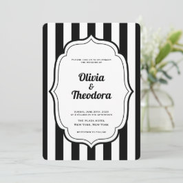 Invitación Black and White Stripe wedding invitation