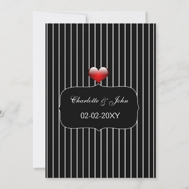 Invitación Black and White Stripes Moderno Boda (Anverso)
