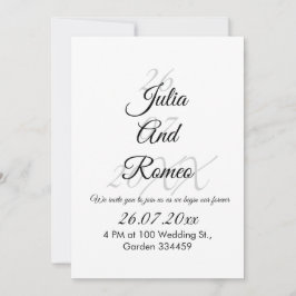 Invitación Black and White wedding invitation. 