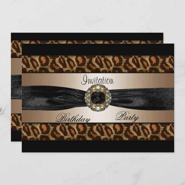 Invitación Black Beige Gold Animal Bow 2 (Anverso / Reverso)