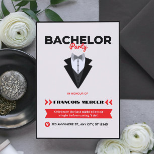 Invitación Black Beige Modern Stag Night Bacheler Party
