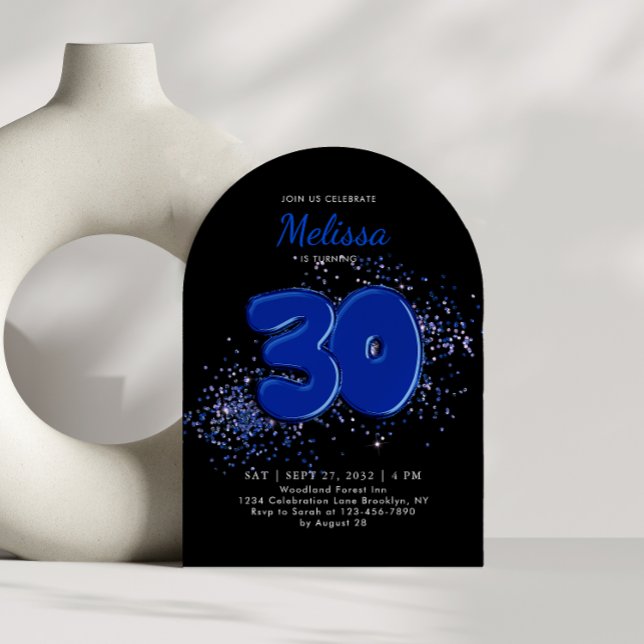 Invitación Black Blue 30th Balloons Adult Arch Cumpleaños (Subido por el creador)