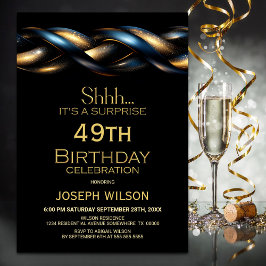 Invitación Black Blue Gold sorprende cualquier fiesta de cump