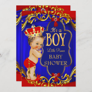 Invitación Black Blue Royal Boy Baby Shower