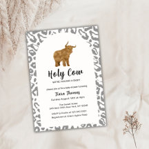 Black Boho Holy Cow Highland Cow Baby Shower