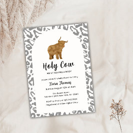 Invitación Black Boho Holy Cow Highland Cow Baby Shower