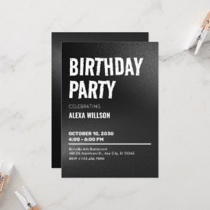 Invitación Black Bold Grunge Birthday